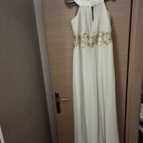 Jumpsuit white with gold lace, like new, size M