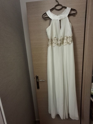 Jumpsuit white with gold lace, like new, size M