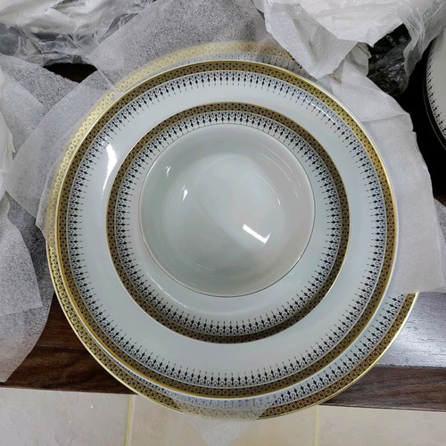 Vintage authentic Ionian serving set 82 pieces like new with gold design