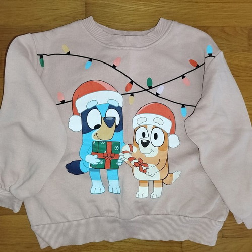 H&M Bluey & Bingo Christmas Sweatshirt like new, size 110-116