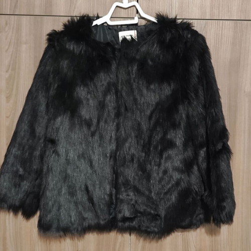 Women's black fur coat like new Pink Woman