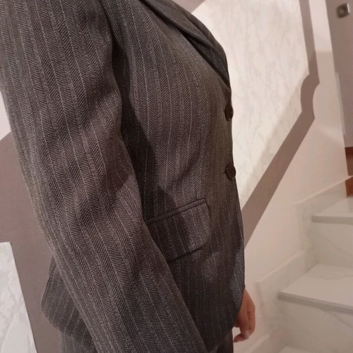 Women's suit like new, brown with beige stripes, size M