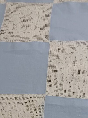 Handmade tablecloth new, 100% genuine linen, blue