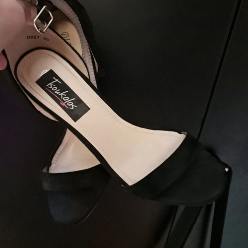 Tsoukalas Shoes suede high-heeled sandals like new, black
