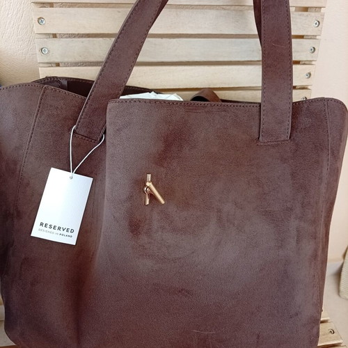 Reserved shoulder bag new, brown suede