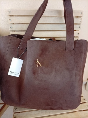 Reserved shoulder bag new, brown suede