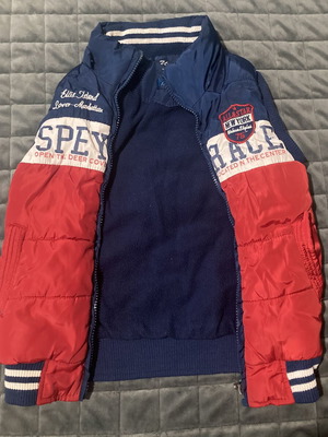 Children's sleeveless jacket used, blue and red, sizes 110-116 cm