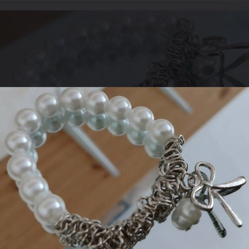 Elegant bracelet with pearls new, white and gray