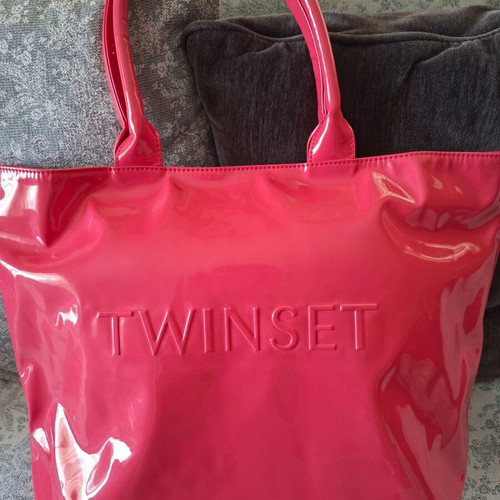 Twinset shoulder bag new, large red and pink with embossed letters