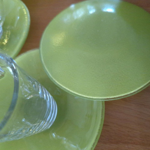 Espresso cups transparent like new, set of 6 with saucers