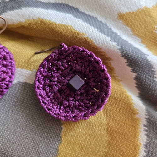 Knitted earrings purple like new