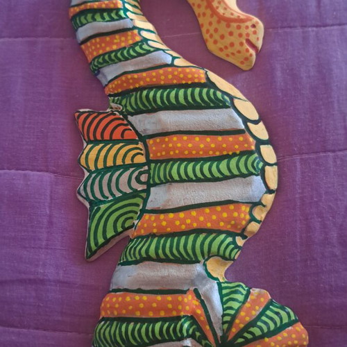 Ceramic Seahorse Hand-Painted with Acrylic Colors