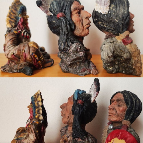 Vintage Native American miniature figures used, set of 7