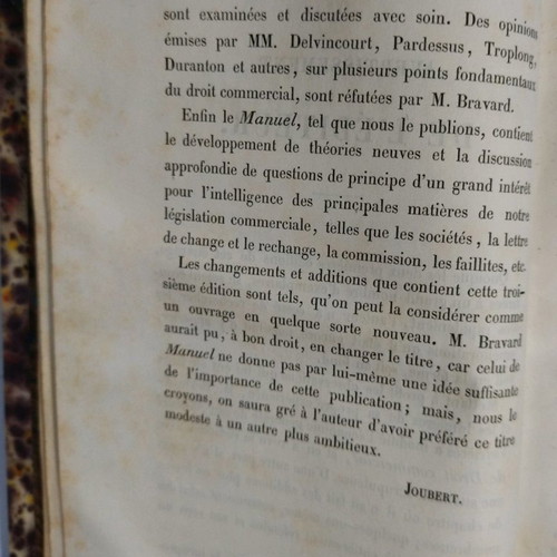 Manuel Droit Commercial book used, published 1846