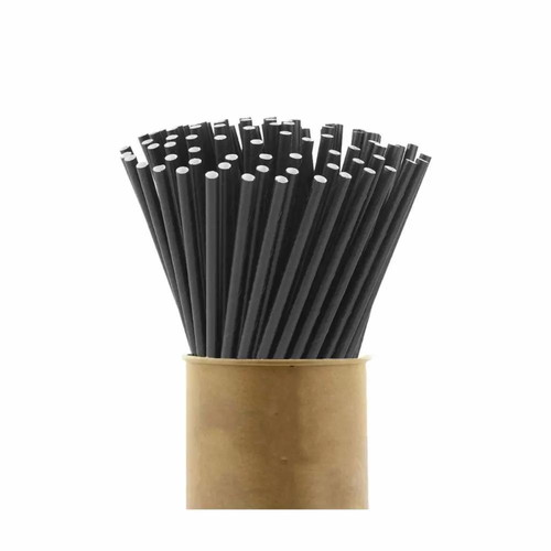 Biodegradable paper straws black, pack of 40