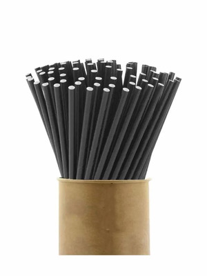 Biodegradable paper straws black, pack of 40