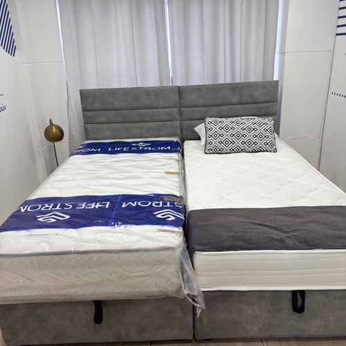 Exhibition Single Beds with Storage and Removable Fabric for 90x200 Mattress