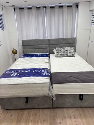 Exhibition Single Beds with Storage and Removable Fabric for 90x200 Mattress