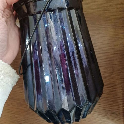 Glass decorative vase with handle, height 22 cm, CodeR17