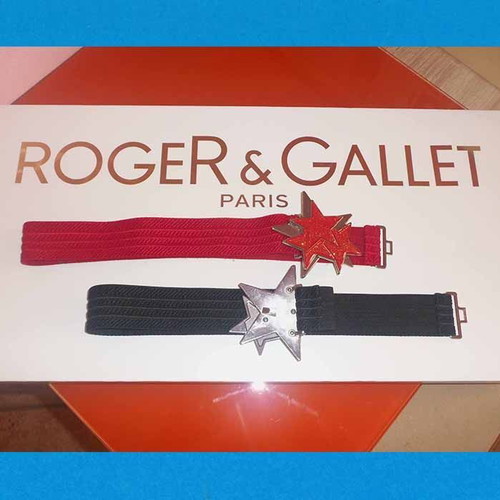 Women's elastic fabric belts with star buckle used, 70 cm length, set of 2