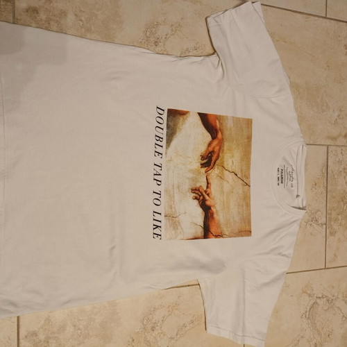 Double Tap To Like T-shirt Pull & Bear used, size L, white