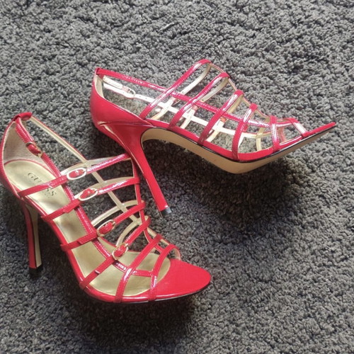 Guess red sandals used, size 38, heels