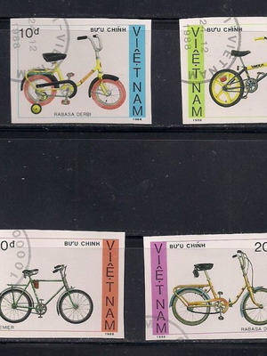 Vietnam 1989 bike stamp set used, imperforate