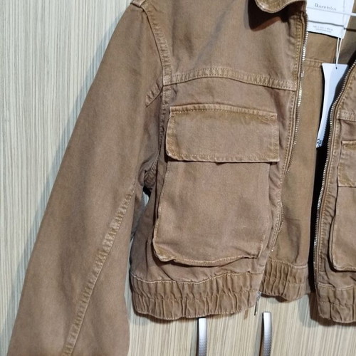 Bershka crop bomber καφέ καινούργιο μέγεθος S