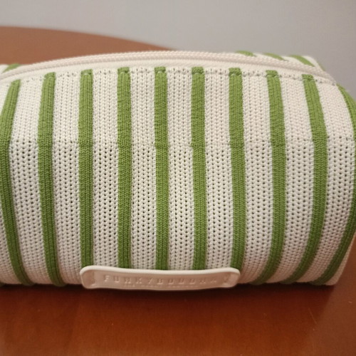 Funky Buddha Knitted Toiletry Bag new, striped green and white