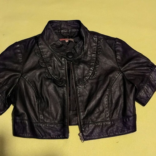 Saint Tropez women's short leather jacket like new, black, size M