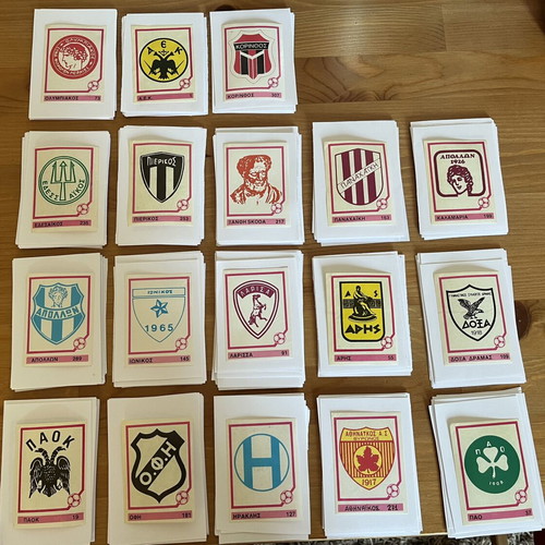 Oi Assoi Tis Balas football stickers used, 1993 teams