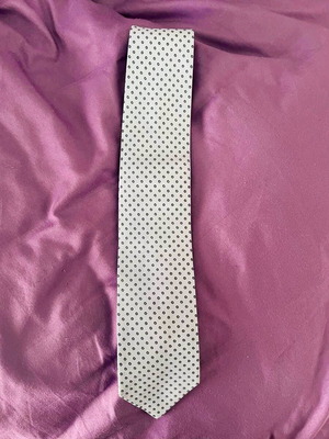 Vintage Emilio Corali tie 100% silk silver with black dots new