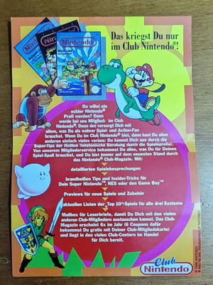 Club Nintendo φυλλάδιο προώθησης 1993–1994 σαν καινούργιο