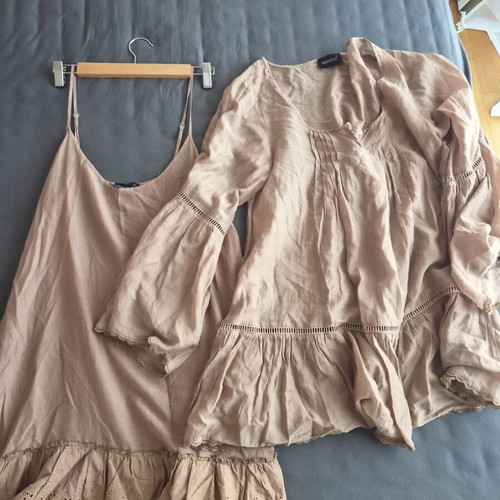 Manolo double dress one size beige and brown like new