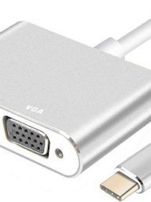 Powertech Μετατροπέας USB-C male σε HDMI / VGA female Ασημί (PTH-041)