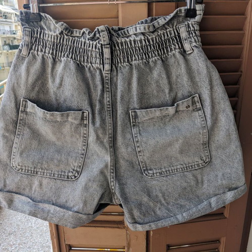 Zara high-waisted denim shorts, black and grey, size L