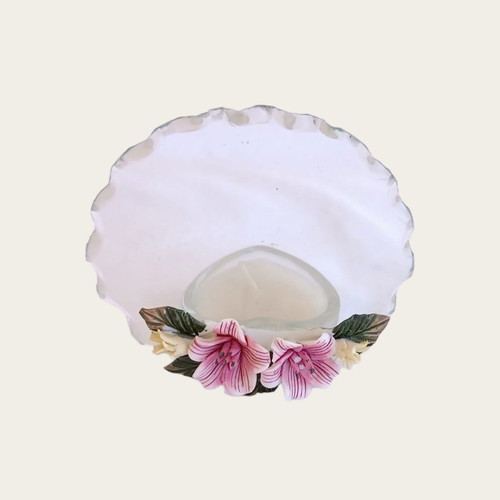 Crystal figurine with tealight and heart candle, new