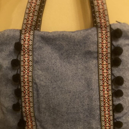 Handmade bag in denim cotton fabric with inner lining and decorative details