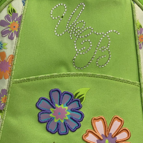 Benetton Y2K floral rhinestone school bag