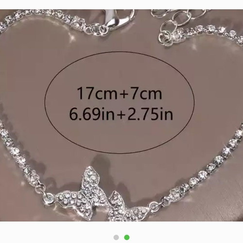 Butterfly Anklet new, silver with crystals