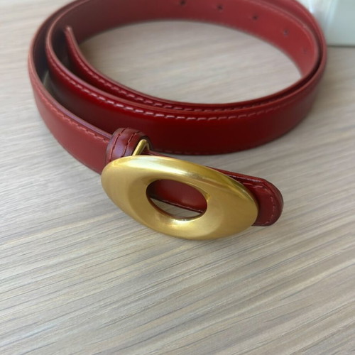Women's belt new, red with gold buckle