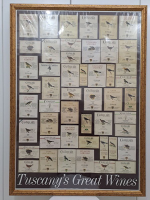 Italian Wines Poster like new with wooden frame