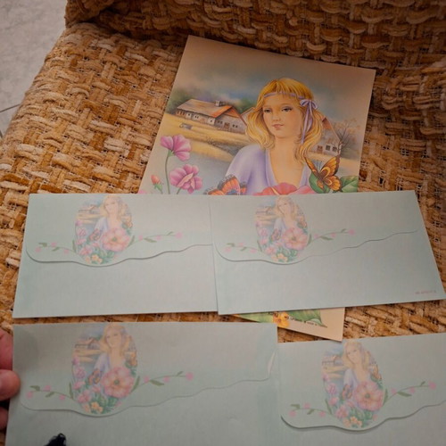 Vintage 1990 stationery set with 6-page block and 4 envelopes new