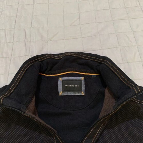Westbury cardigan used, size L, dark blue with brown