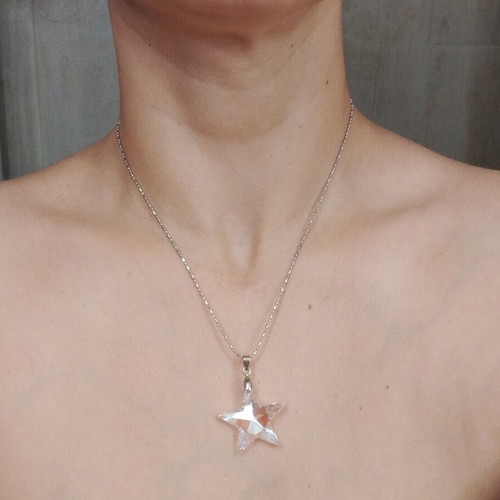Star necklace with silver chain like new