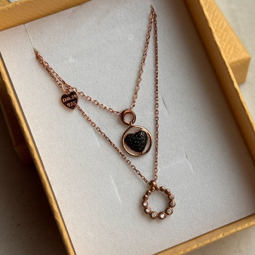Necklace set used, 925 silver with rose gold plating