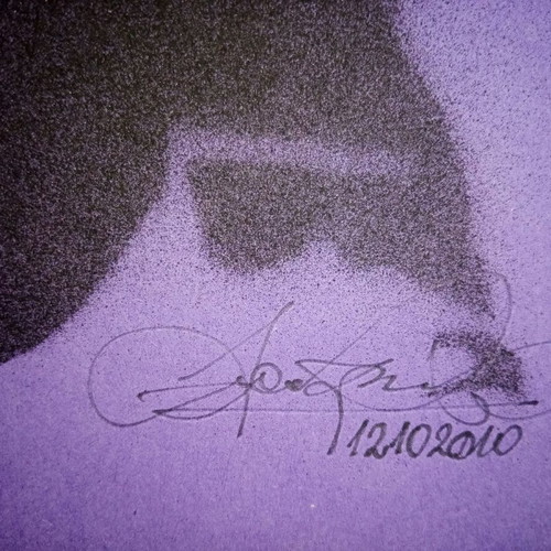 Elvis Presley stencil art on purple paper like new