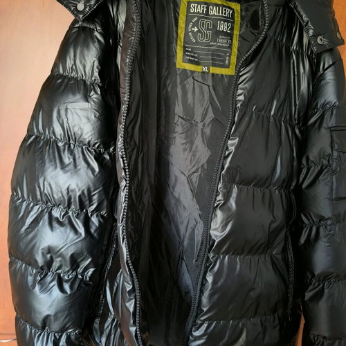 Staff men's winter puffer jacket black size XL regular fit