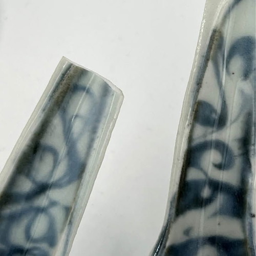 Antique Chinese Porcelain Soup Spoons used, set of 6, blue and white