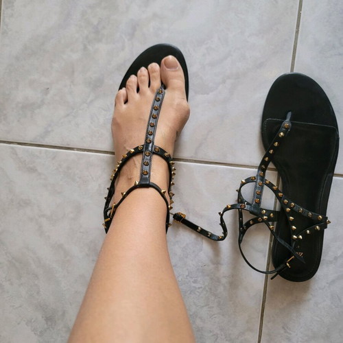 Zara sandals size 41 like new, black with gold studs